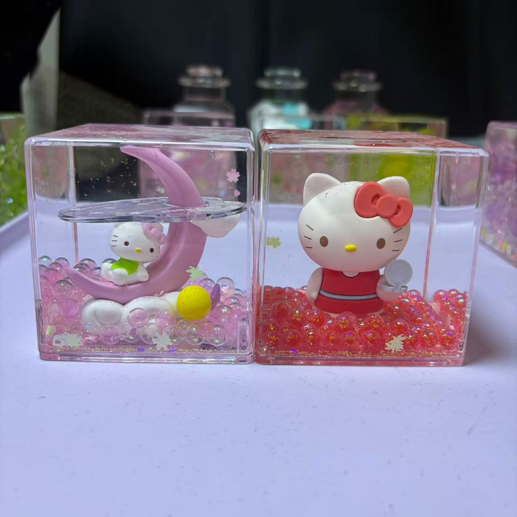 7cm*7cm Clear Square Liquid Floating Shake Ornament Customizable Floating Figure Liquid Hourglass Shake Toy Cute Cartoon Hello Kitty Moon Scene & Lime Ice Cube Stress Relief Fidget Shaker Desk Decor Ornament 2 Pack 69.9 USD Mix & Match Custom Design Avail